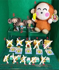(收藏玩具) A - SANRIO(2000) Monkichi 馬騮仔娟布公仔 (約高24cm，售$168）B、C、D - FURYU Yeoypawka 馬騮仔吊掛飾物 (約高7-10cm）E、F