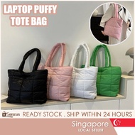 [SG SELLER] Puffy Tote Bag Karen Trendy  16 Inch Laptop College Bubble Shoulder Zippered Bag
