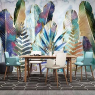 【SA wallpaper】 Custom 3D Wall Mural Wallpaper Nordic Tropical Plant Leaves Watercolor Hand Painted Wall Painting Living Room TV Sofa Wallpapers