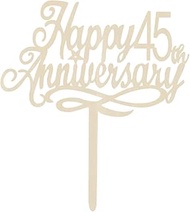 Happy 45th Anniversary Cake Toppers Wood, Cheers To 45 Years Old Party Decorations 45 Year Anniversa