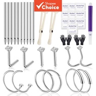 20g Nose Septum Piercing Kit 18g Needles Disposable Clamps Gloves Clean Pads for Home Diy