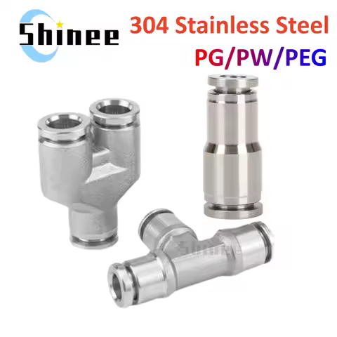 1PCS PU PG PY PW PE PEG 304 stainless steel metal Pneumatic Fittings Pipe Connector Tube 4 6 8mm OD 