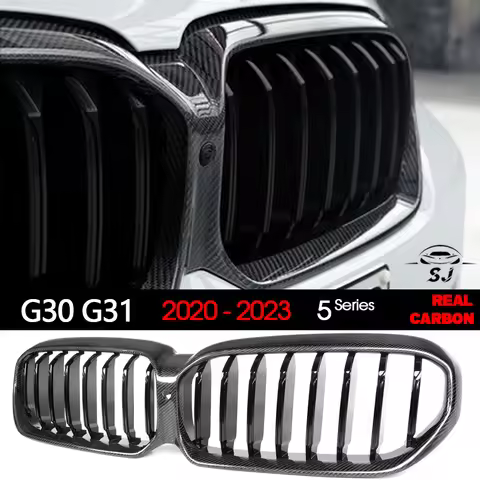 3*3 3K Carbon Fiber Front Bumper Kidney Grille for BMW 5 Series G30 G31 LCI 2017 - May 2023 520i 530