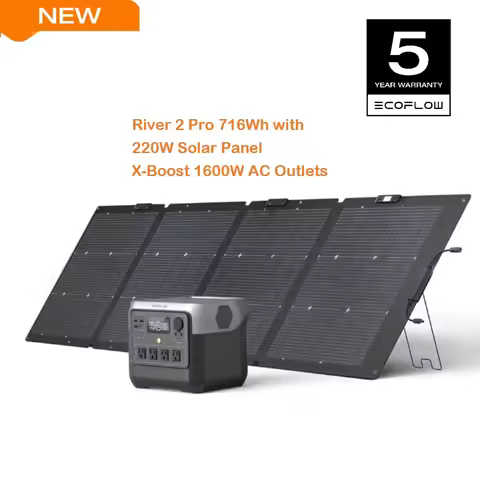 ECOFLOW Portable Power Station RIVER 2 Pro 700, 716Wh LiFePO4 Battery, 4x800W AC Outlets, Solar Gene