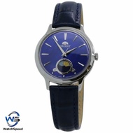 Orient Classic Sun &amp; Moon Quartz Open Heart Blue Leather Strap Women Watch RA-KB0004A10B RA-KB0004A