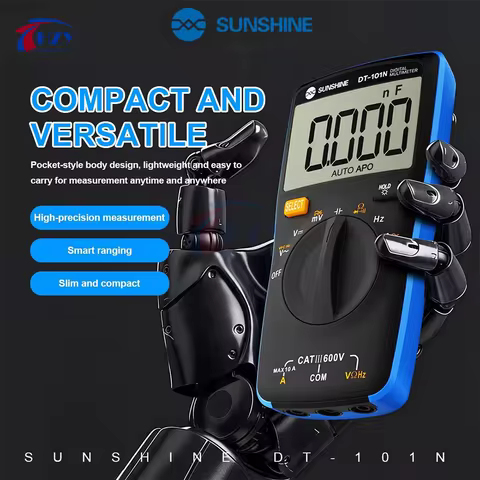 SUNSHINE DT-101N Digital Multimeter Pocket Auto Range True RMS 6000 Counts AC DC Voltage Current NCV