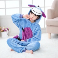 Children Kigurumi Donkey Onesie Animal Cosplay Costume Girl Flannel Winter Warm Pajama Jumpsuit For Boy