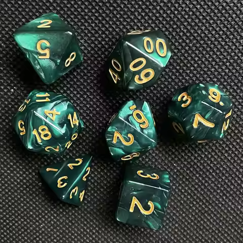 7pcs/lot Polyhedral Dice Double-colors Green Gold Table Game Digital Dice Numbers of D20 D% D12 D10 