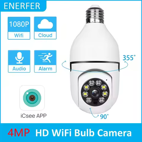 4MP E27 Bulb Camera WiFi Indoor Video Surveillance Home Security Full Color Night Vision AI Auto Hum