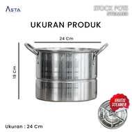 Asta Panci Stainless Dandang Kukus Nasi Stock Pot Tebal