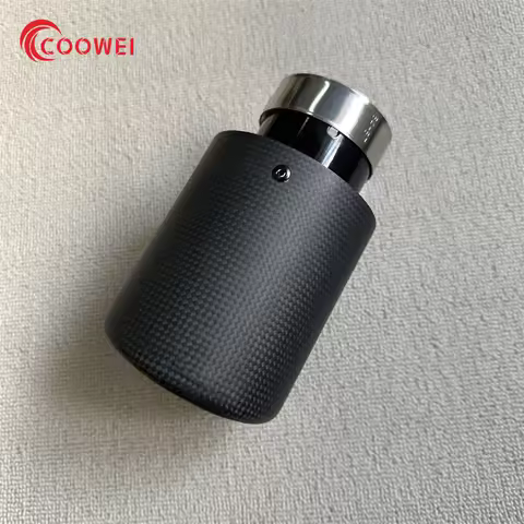 1Piece Car Matte Carbon Fiber Muffler Tip Exhaust System Pipe Mufflers Nozzle Universal Crimping Sta