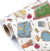 WRAPAHOLIC Back to School Wrapping Paper Roll - Mini Roll - 17 Inch x 16.5 Feet - School Supplies De