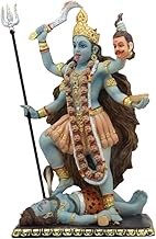Atlantic Collectibles Mahavidya Devi Kali Holding Severed Head of The Ego Figurine 9" Tall in Vivid