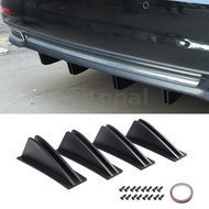 4pcs Universal Lower Rear Body Bumper Diffuser Shark Fin Diffuser Lip Splitter Shark Fins Trim