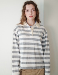 RYA Rugby Polo Shirt เสื้อโปโลแขนยาว ลายทาง ทรงสั้น คอปก