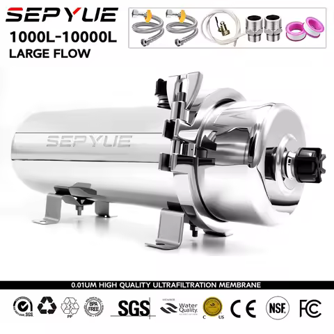 SEPYUE Whole House Water Purifier 0.01um PVDF Pre-filter 1000L/H SUS304 Water Filter Can Be Continuo
