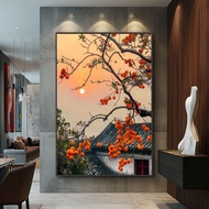 Tranh Cành Hồng Trĩu Quả - Tranh Canvas/Tráng Gương - Có Khung - Tặng Kèm Đinh Treo