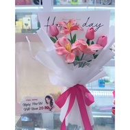 [Tulip gift] Tulip bouquet of 6 flowers mixed with blooming flowers and light card bag for birthday,