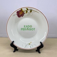 Piring keramik Rose 21cm - Piring Makan Kembang - Piring Makan Cantik - Piring Makan Keramik Putih C