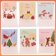 lyuntong Christmas -up Card 6 Sets Merry Cards Decor Festival Blessing Paper Xmas Gift Child