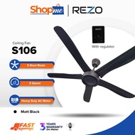 REZO S106 / S306 56” CEILING FAN 5 BLADE Regulator/Remote control /Ceiling Fan Kipas siling