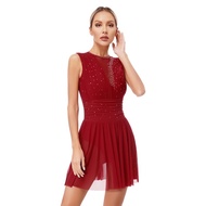Womens Sleeveless Figure Ice Skating Dress Lyrical Dance Ballet