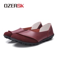 รองเท้าสตรีแบบส้นเตี้ยรองเท้าลำลองผู้หญิงรองเท้าบูทผู้หญิงผู้หญิง OZERSK เรียบสวมใส่ง่ายรองเท้าหนังแท้รองเท้า35 ~ 42