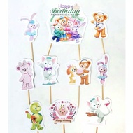 1 set of topper, cupcake decoration, cup cake, rice cone, birthday, happy birthday, duffy bear and f