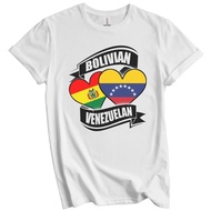 Bolivian Venezuelan Hearts Bolivia Venezuela Flags T-Shirt