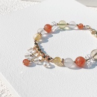 金髮晶 金太陽石 月光石 黃水晶 14K包金 天然水晶手鍊