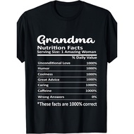 Funny Grandma Nutrition Facts T-Shirt in Plus Sizes 0XL-5XL - 100% Oversized Fit with Short Sleeves 