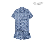 Guy Laroche ชุดนอนคอปก แขนสั้น ขาสั้น พิมพ์ลาย ผ้า Polyester เรียบ ลื่น สีน้ำเงิน รุ่น JPC7525S6NB