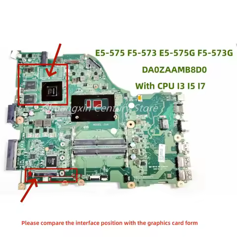 DA0ZAAMB8D0 motherboard For ACER E5-575 E5-575G laptop With I3 I5 I7-6TH/7TH CPU 2GB GPU 100% fully 