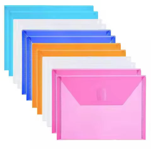 10 Packs A7 Clear Plastic Small Envelope with Hook & Loop Closure 5 x 7 Ploy Envelope for Home Offic