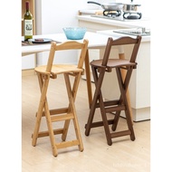 🚢Wholesale Bar Stool Household Solid Wood Bar Chair Backrest Chair Folding a High Stool Simple High Chair Bar Chair