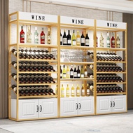 Red wine cabinet supermarket liquor rack winery floor storage iron display cabinet rack shelf wine cup rack