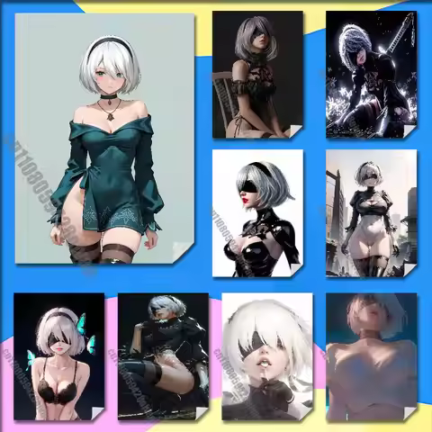 Game Nier A-Automata 2B Poster Wall Sticker For Bedroom 30x40cm Self-adhesive Decoration Fans Playbi