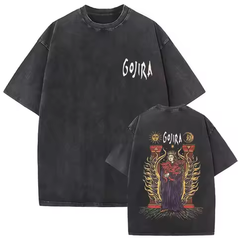 Washed Vintage Metal Rock Band Gojira T-shirt Magma T Shirt Fortitude T-shirts Men's Women Fashion O