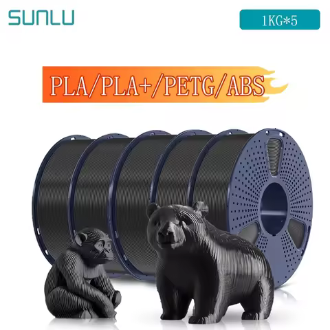 SUNLU 5KG 3D Filament PLA/PLA PLUS/PETG/ABS Filamnet 1.75mm 5Roll 1KG Neatly Wound 3D Printer Filame