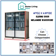 (INSTALLATION) 6FT X 6.5FT Height Custom Made Sliding Wardrobe/ Melamine Wardrobe/Almari Baju/Anti J