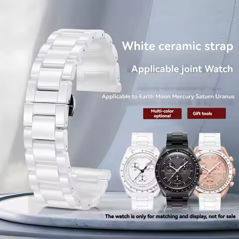 For Omega for Swatch Moon Planet MoonSwatch Watch Strap Quick Release Ceramic steel Watchband women 