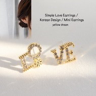 Yellow Dream Silver Needle love Earrings Dainty Earnings Simple Korean style
