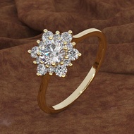 ทองคำสีกุหลาบชุบทอง18K สำหรับผู้หญิงแหวนเกล็ดหิมะปลอมเพชรแบบอิตาลีแหวนเพชรยุโรปและอเมริกา