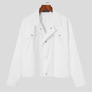 XMAN S-5XL Men's Fashion Crop Tops Long Sleeves Solid Color Suit Jacket