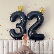 Adult Crown Decoration Black Balloons Birthday Decoration Children's Numbers23Year-old props40Sensor
