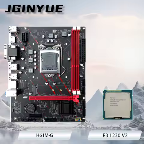 JGINYUE H61M-G Motherboard Combo E3 1230 V2 4Cores 8Threads MAX 16GB DDR3 RAM Kit Desktop PC office 