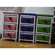 Meja Lemari Laci 3 Susun Atas Kotak Lemari Rotan Rak 3 Laci Kosmetik Lemari Pakaian Rak Kosmetik Rat