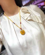 純天然原礦蜜蠟平安扣 雙面佩戴蜜糖色 飄白花 顏色漂亮