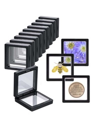10入組漂浮展示殼套,3D漂浮邊框展示架支撐架,透明PE首飾收納盒適用於挑戰硬幣AA獎章