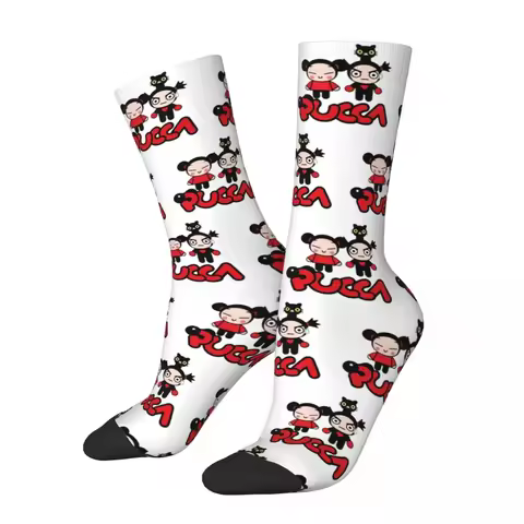 Pucca And Garu Socks Harajuku High Quality Stockings All Season Long Socks Accessories for Man's Wom